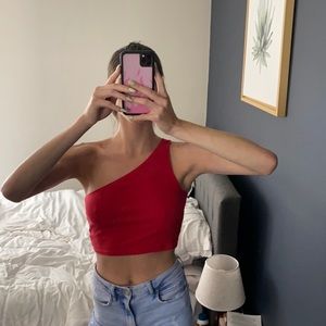 Topshop One shoulder crop top